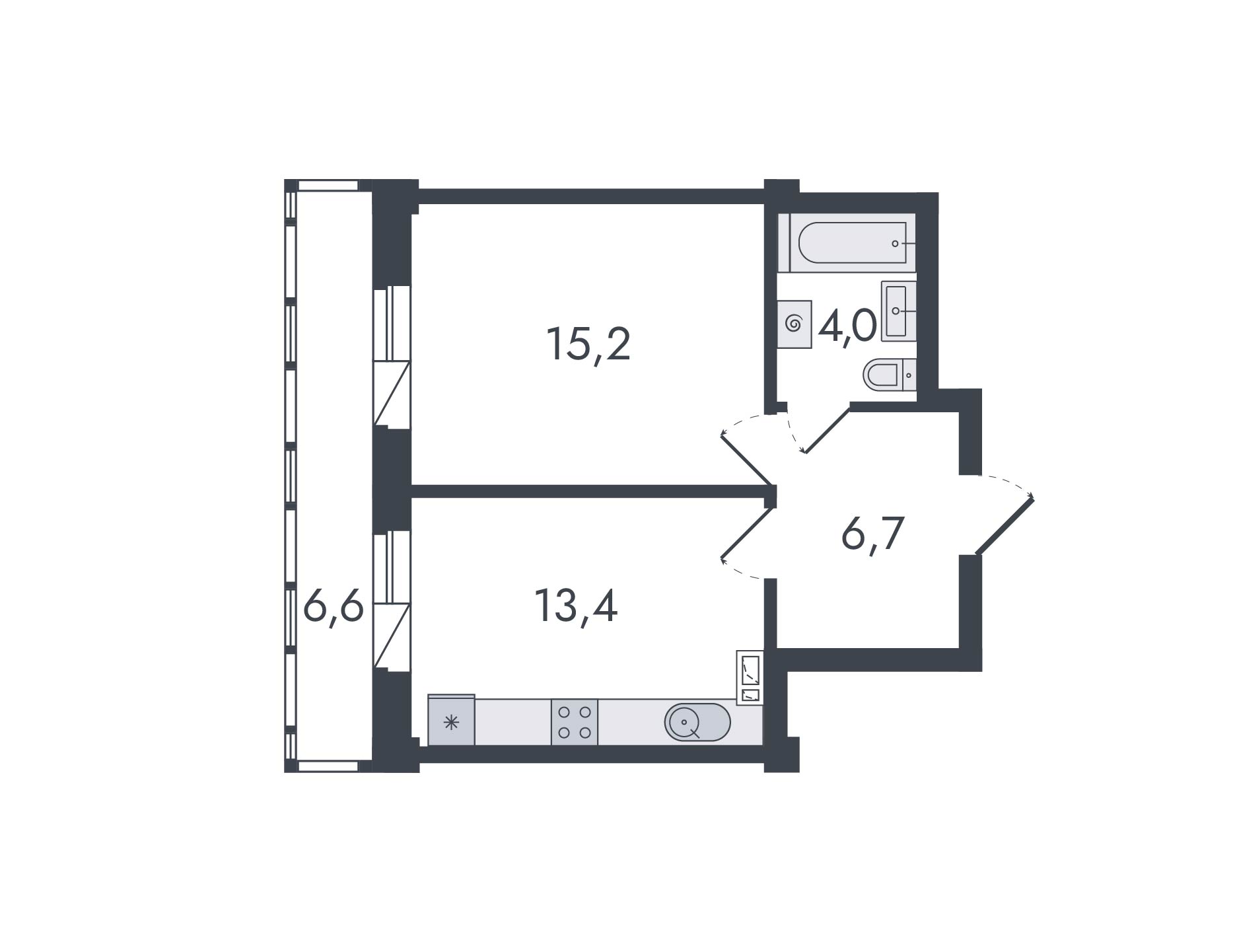 планировка квартиры 46 м2